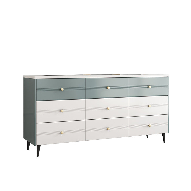 Modern Marble Double Dresser Horizontal Storage Chest for Bedroom