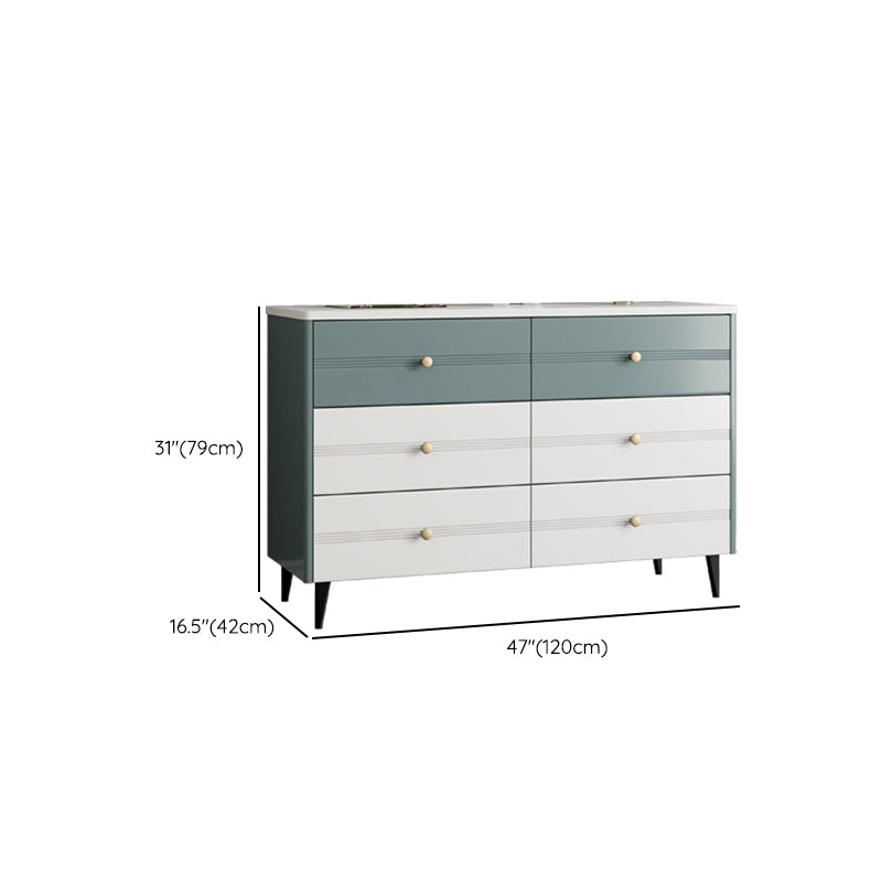 Modern Marble Double Dresser Horizontal Storage Chest for Bedroom