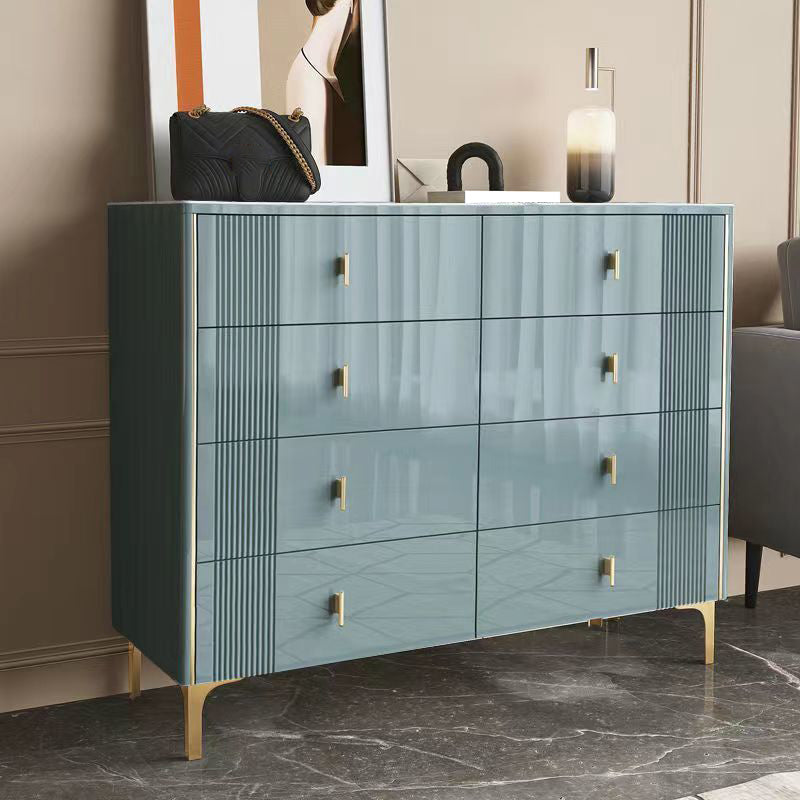 Classic Glam Double Dresser Stone Horizontal Storage Chest with Drawers for Bedroom