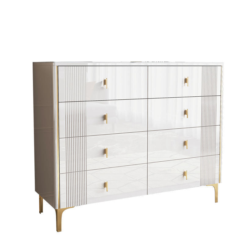 Classic Glam Double Dresser Stone Horizontal Storage Chest with Drawers for Bedroom