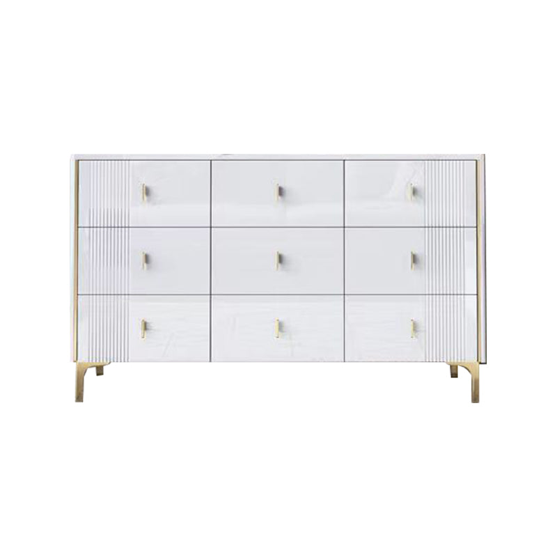 Classic Glam Double Dresser Stone Horizontal Storage Chest with Drawers for Bedroom