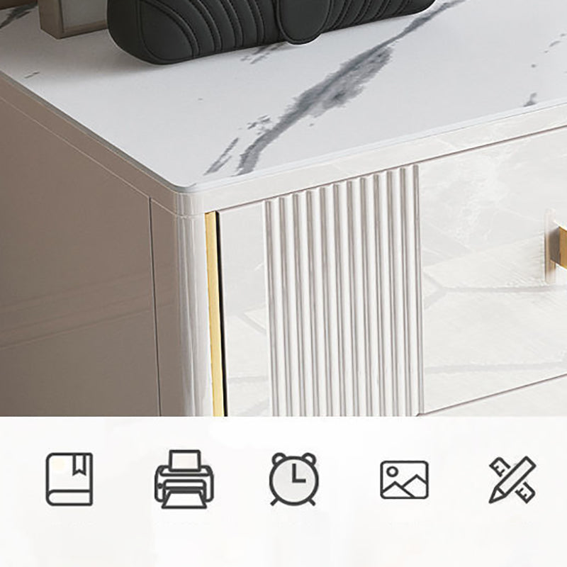 Classic Glam Double Dresser Stone Horizontal Storage Chest with Drawers for Bedroom