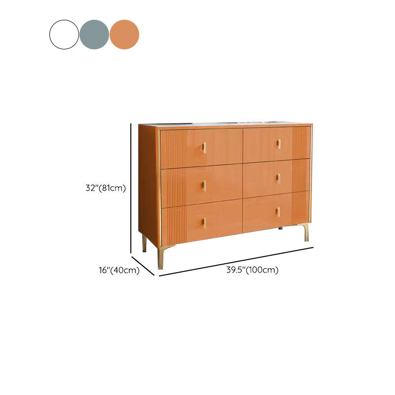 Classic Glam Double Dresser Stone Horizontal Storage Chest with Drawers for Bedroom
