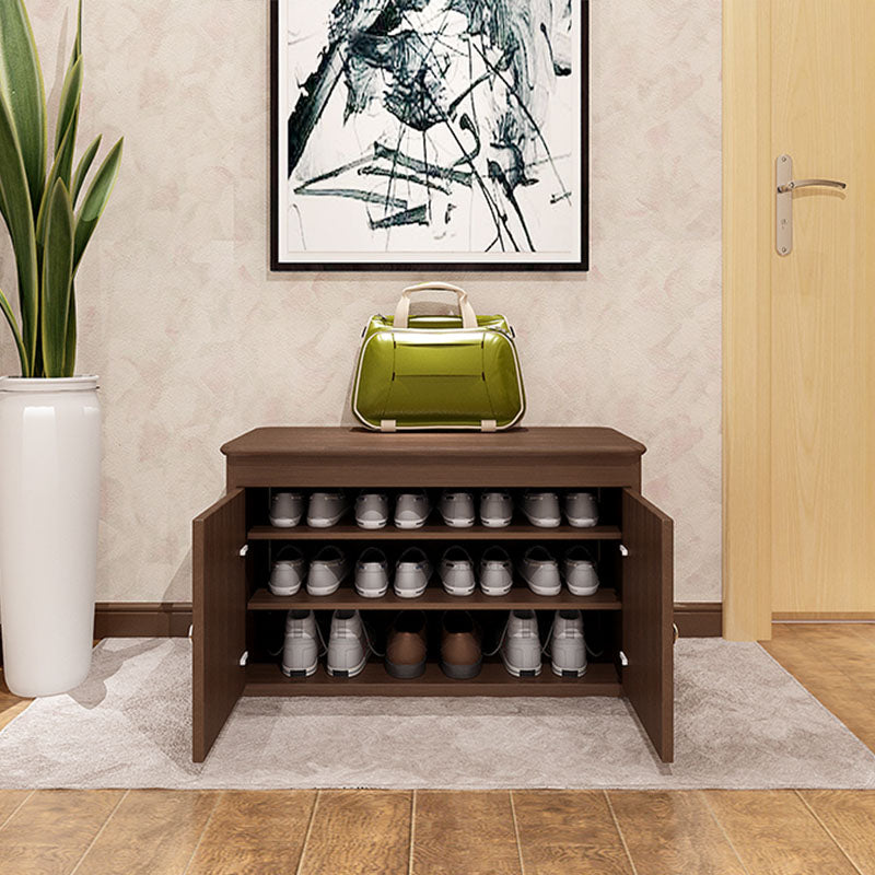 Modern Entryway Bench Wooden Seating Bench with Shoe Storage , 14" W