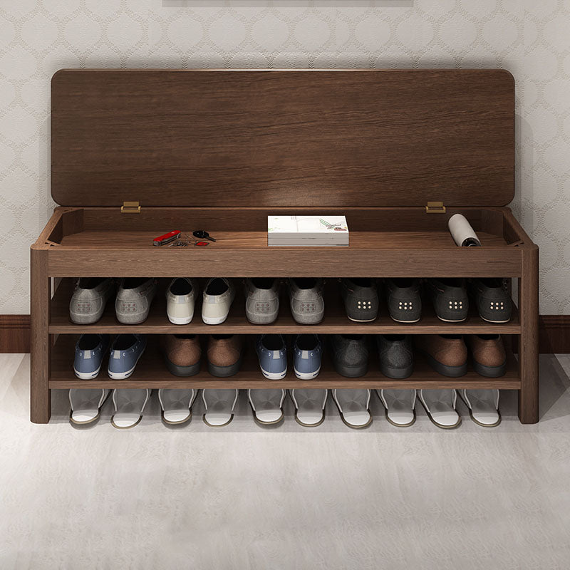 Modern Entryway Bench Wooden Seating Bench with Shoe Storage , 14" Width