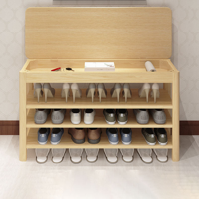 Modern Entryway Bench Wooden Seating Bench with Shoe Storage , 14" Width