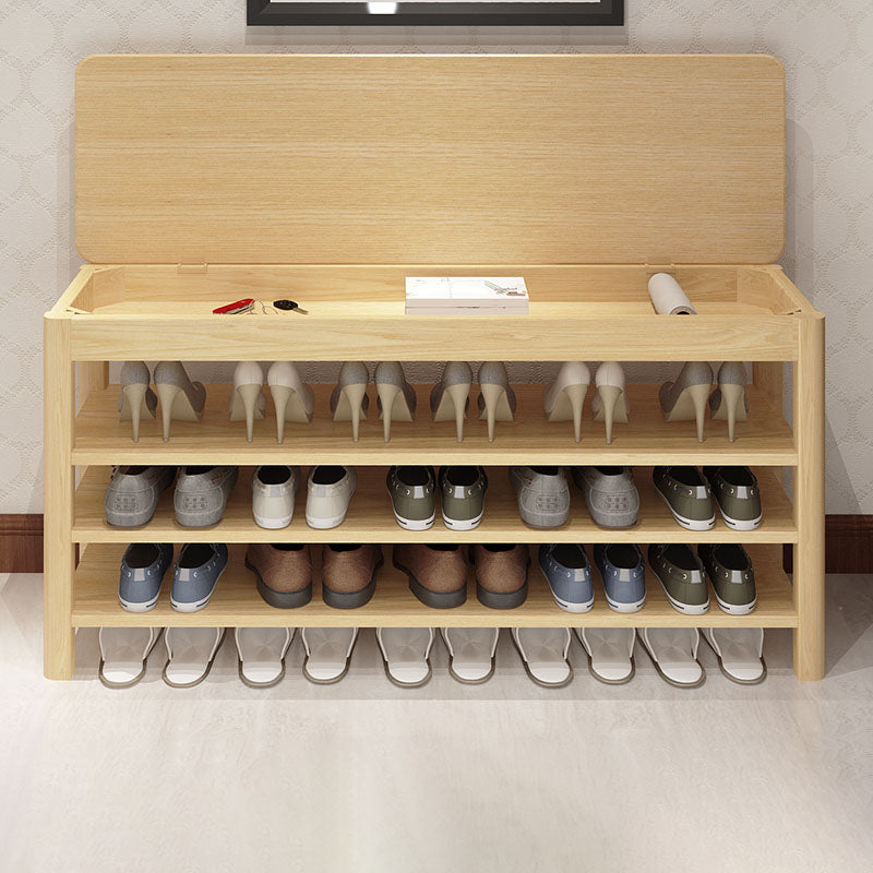 Modern Entryway Bench Wooden Seating Bench with Shoe Storage , 14" Width