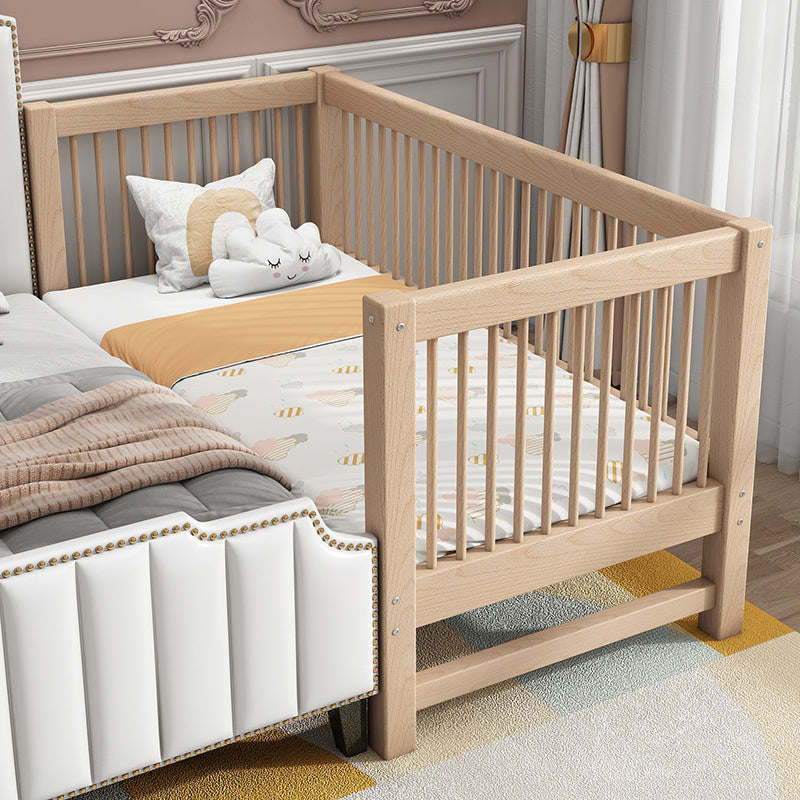 Solid Wood Crib 2-in-1 Convertible Crib with Mattress and Guardrails