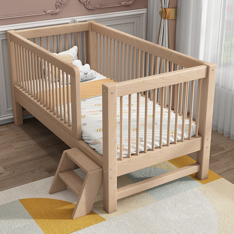 Solid Wood Crib 2-in-1 Convertible Crib with Mattress and Guardrails