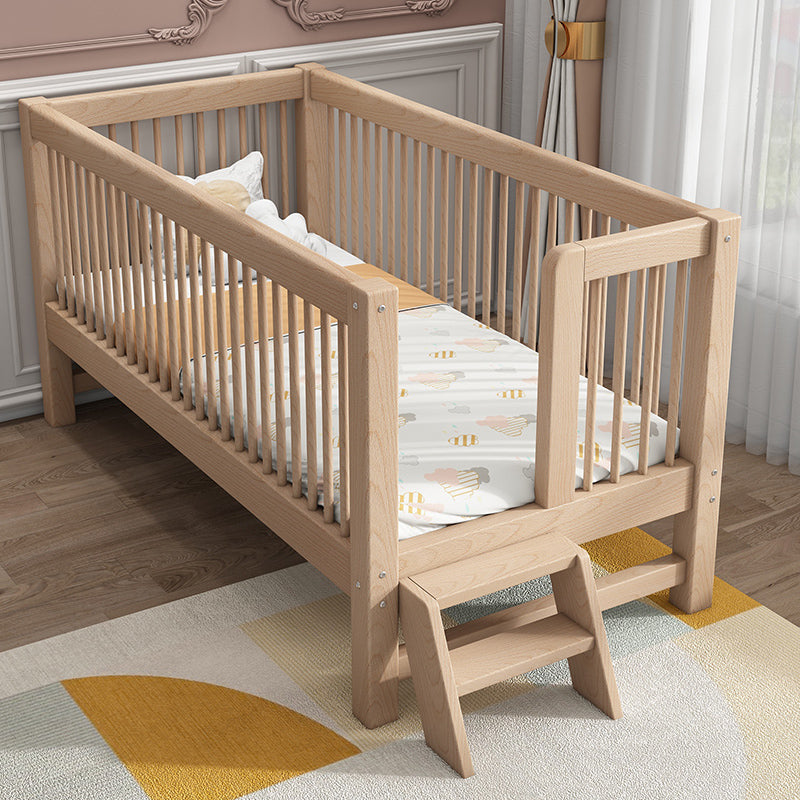 Solid Wood Crib 2-in-1 Convertible Crib with Mattress and Guardrails