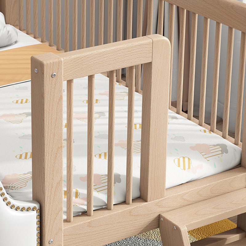 Solid Wood Crib 2-in-1 Convertible Crib with Mattress and Guardrails
