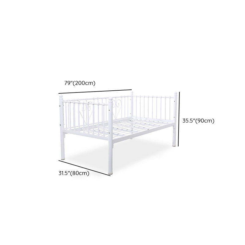 Metal Fixed Side Crib in White Mattress Included Crib with Guardrail