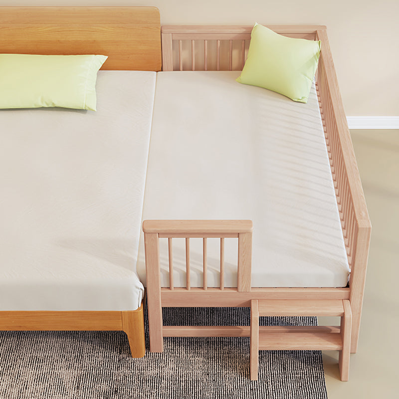 31.49" Tall Nursery Crib in Natural Baby Crib with Guardrails