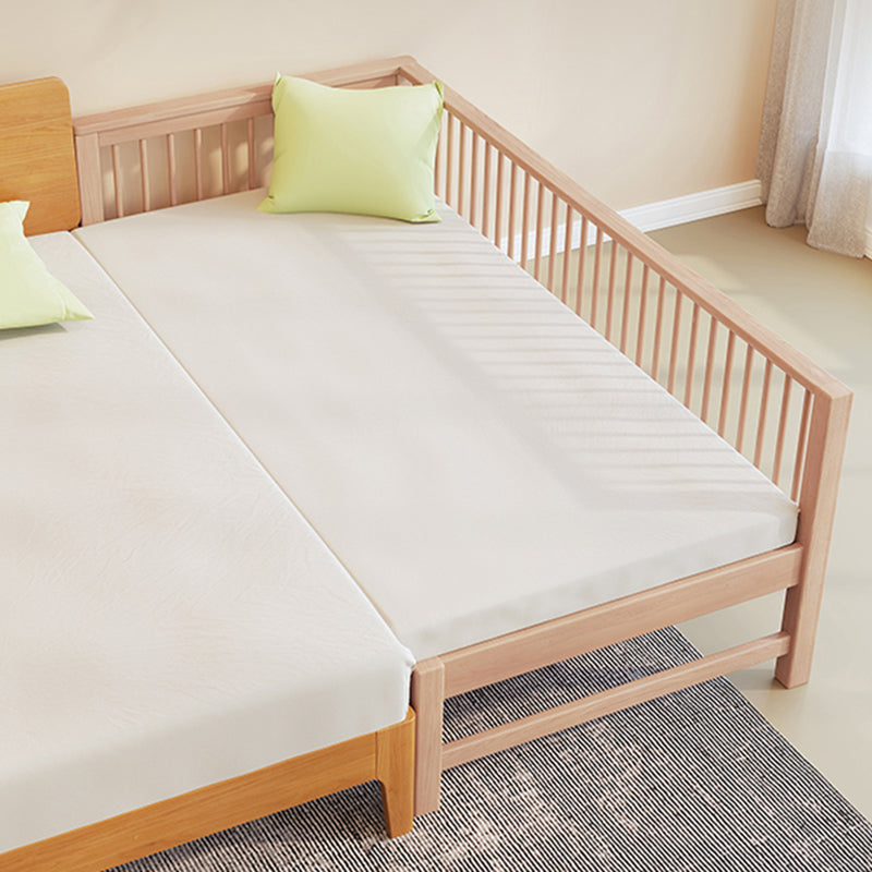 31.49" Tall Nursery Crib in Natural Baby Crib with Guardrails