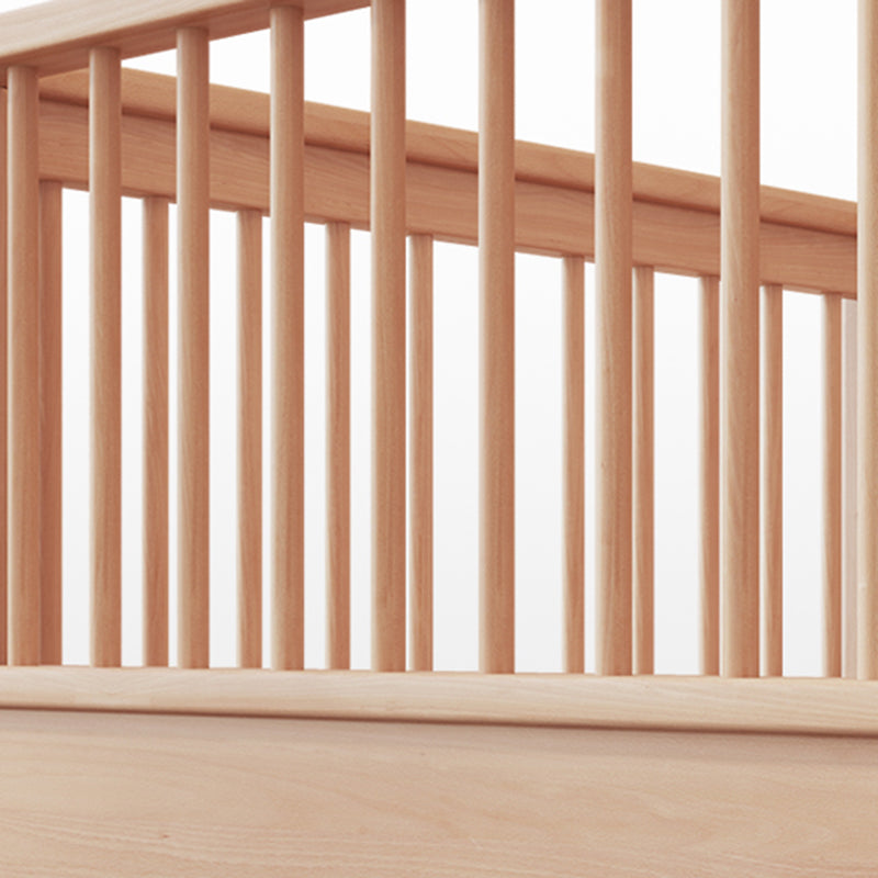 31.49" Tall Nursery Crib in Natural Baby Crib with Guardrails