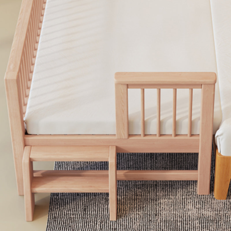 31.49" Tall Nursery Crib in Natural Baby Crib with Guardrails