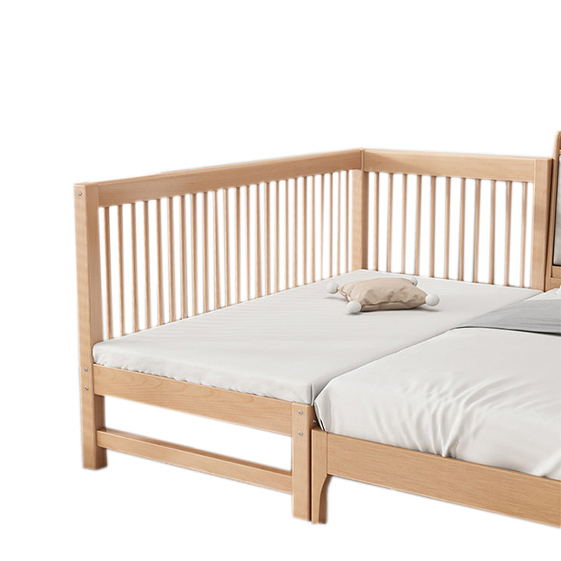 Solid Wood Nursery Crib in Natural Nursery Bed with Guardrails