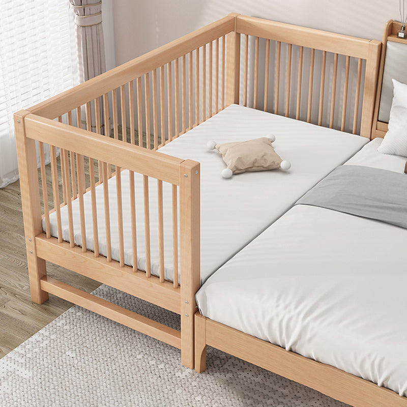 Solid Wood Nursery Crib in Natural Nursery Bed with Guardrails