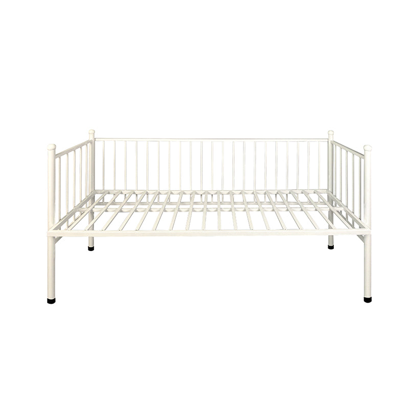 Metal Crib in White Industrial Iron Crib with Mattress and Guardrail