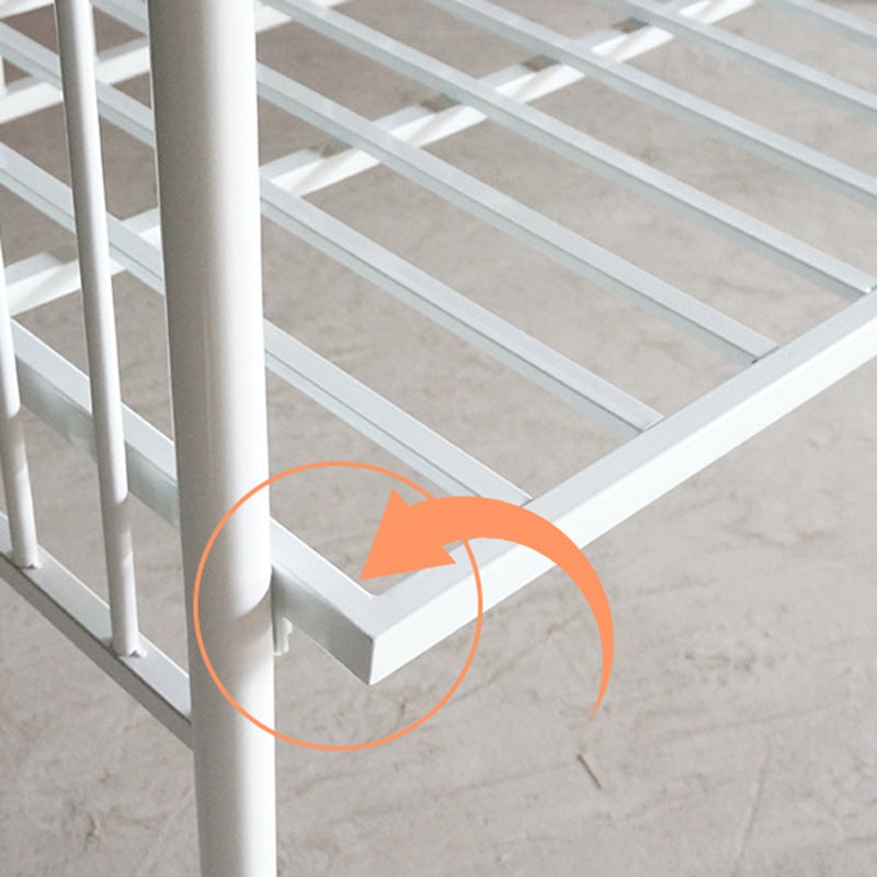 Metal Crib in White Industrial Iron Crib with Mattress and Guardrail