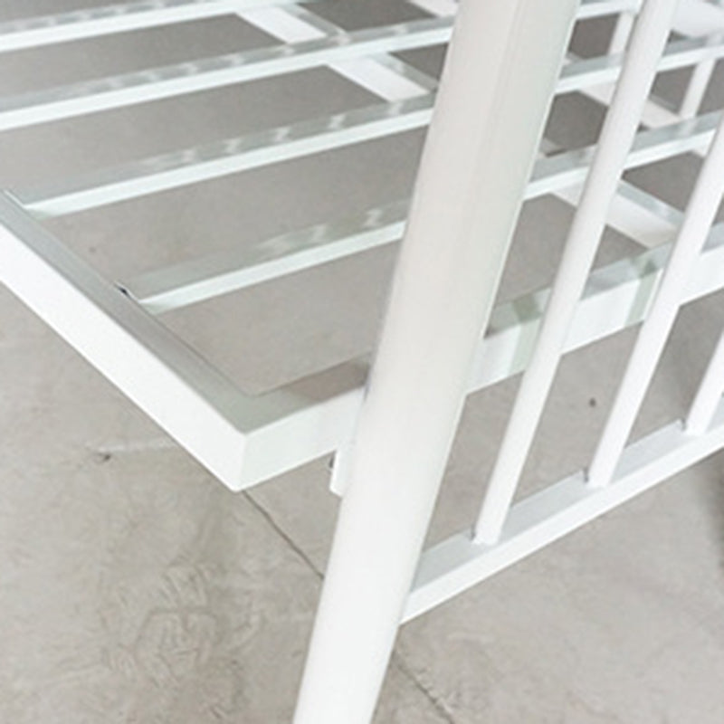 Metal Crib in White Industrial Iron Crib with Mattress and Guardrail