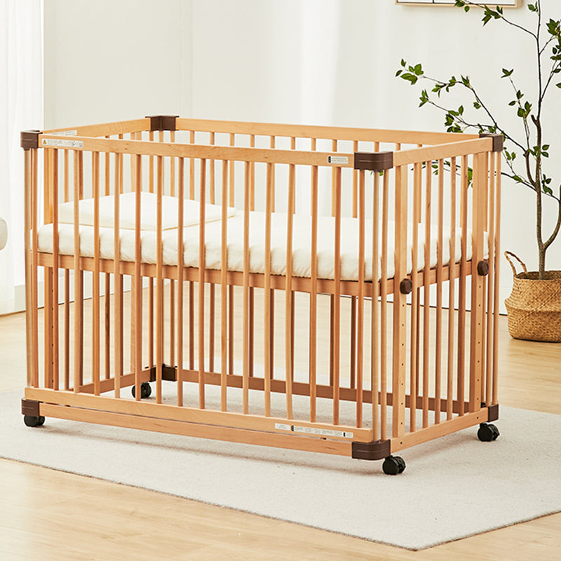 Contemporary Wooden Crib in Natural Nursery Bed with Mattress