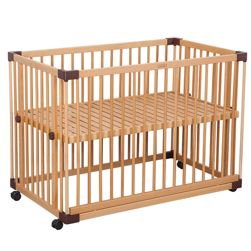 Contemporary Wooden Crib in Natural Nursery Bed with Mattress
