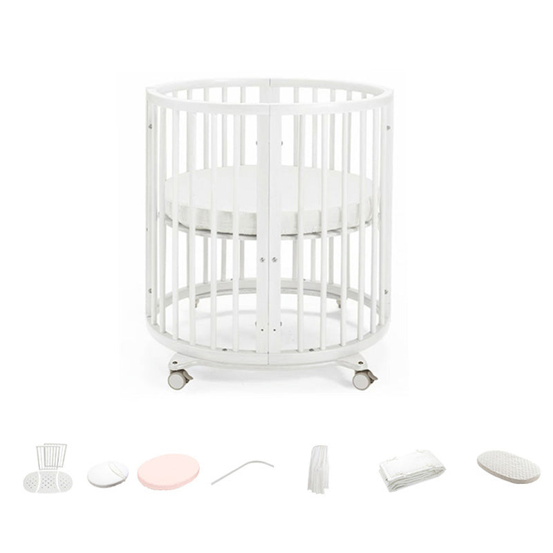 Modern Natural Nursery Bed with Guardrails Convertible Nursery Bed
