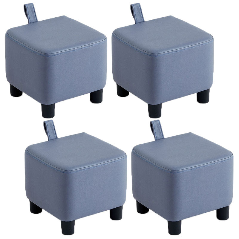 Glam Pouf Ottoman Faux Leather Upholstered Solid Color Square Ottoman with Legs