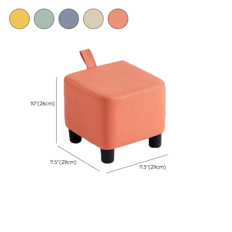 Glam Pouf Ottoman Faux Leather Upholstered Solid Color Square Ottoman with Legs