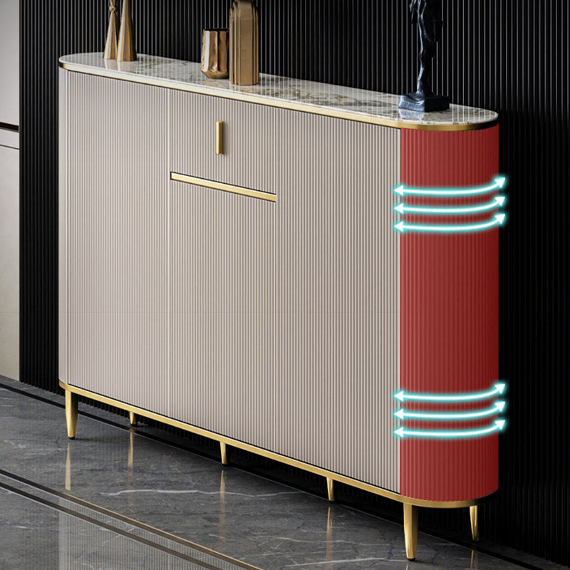 Glam Style Stone Top Sideboard Engineered Wood Side Board for Living Room