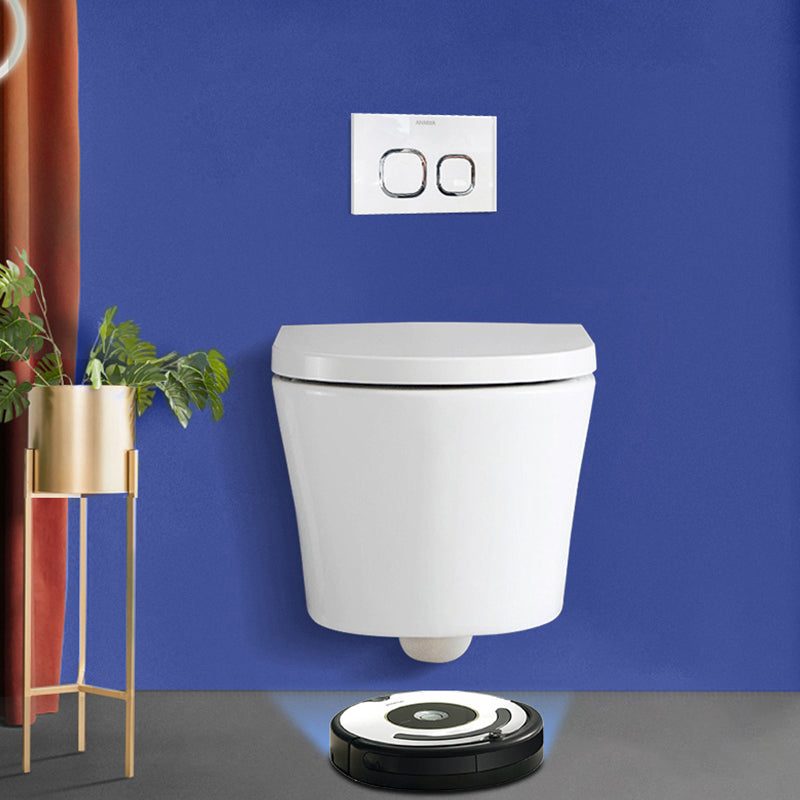 Modern White Ceramic Flush Toilet Wall Mount Urine Toilet with Seat for Bathroom