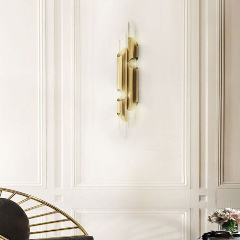 Linear Shape Metal Vanity Light Modern Style Multi Lights Vanity Light Fixture in Gold