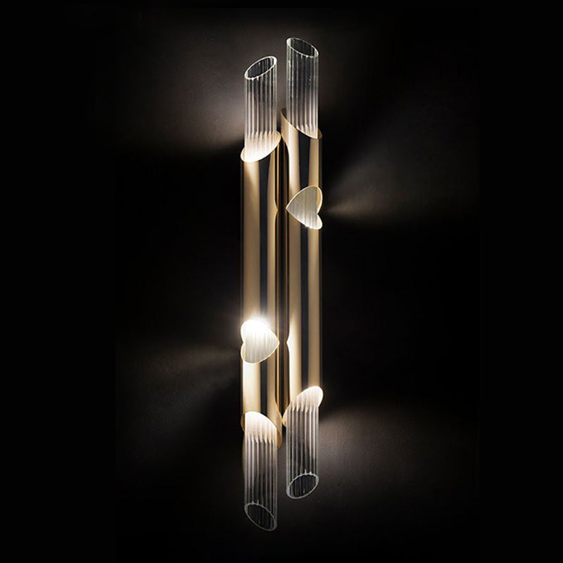 Linear Shape Metal Vanity Light Modern Style Multi Lights Vanity Light Fixture in Gold