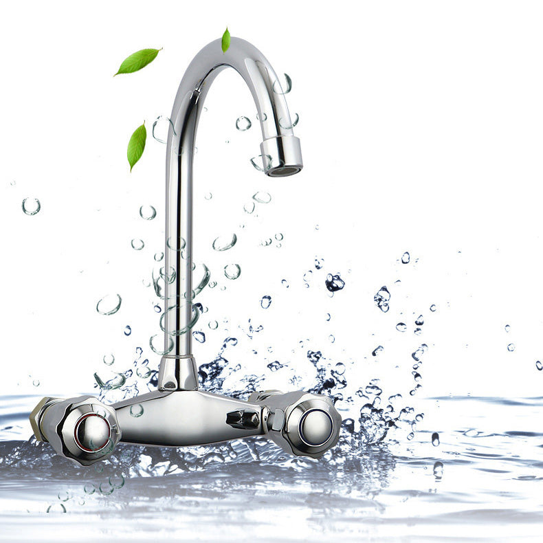 Contemporary Double Handles Kitchen Faucet Metal 2 Holds Bar Faucet