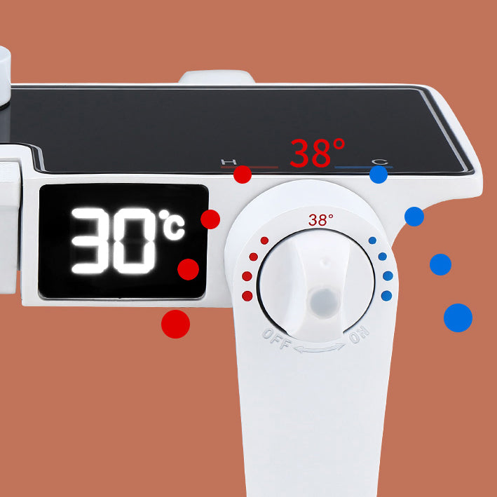 White Shower System Adjustable Spray Pattern Shower Arm Square Wall Mount Shower System