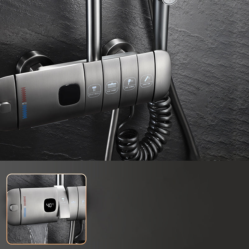 Modern Push Button Shower System Slide Bar Included Shower Head Combo