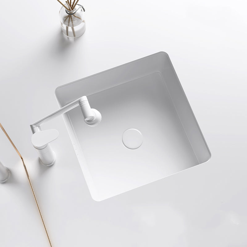 Modern Undermount Bathroom Sink Square Porcelain with Drain Assembly Vessel