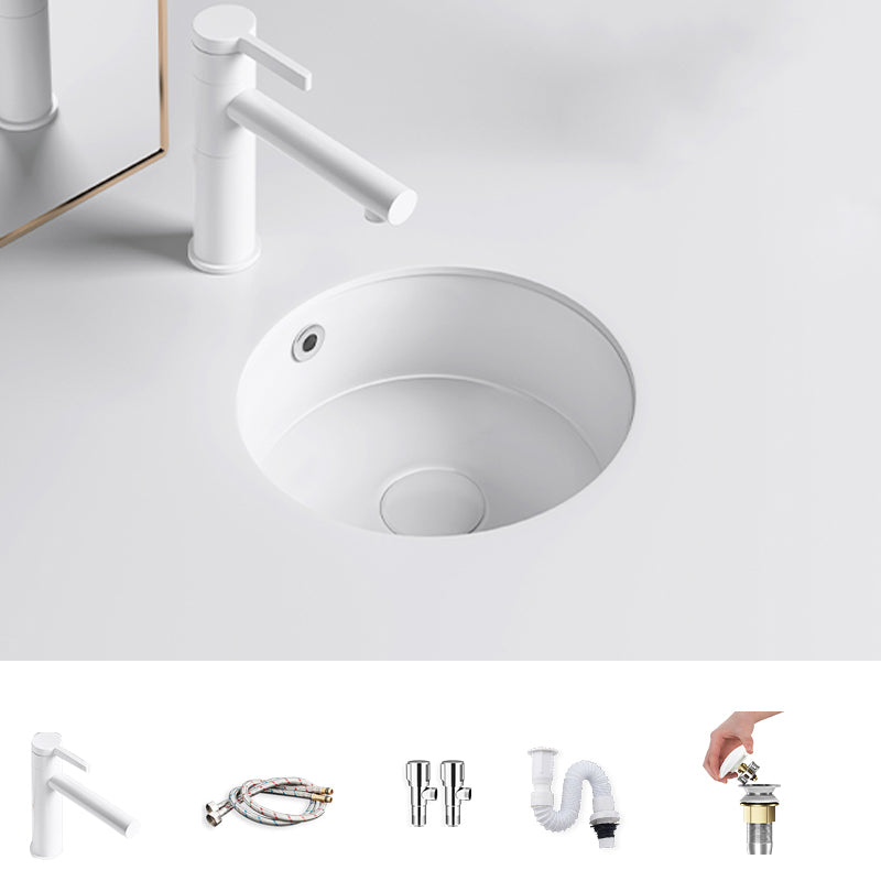 Modern Undermount Bathroom Sink Square Porcelain with Drain Assembly Vessel