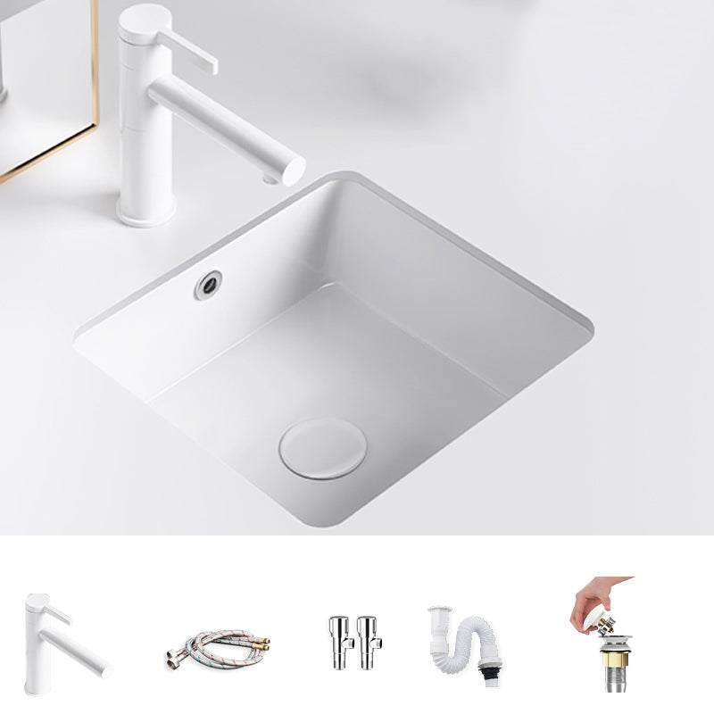 Modern Undermount Bathroom Sink Square Porcelain with Drain Assembly Vessel