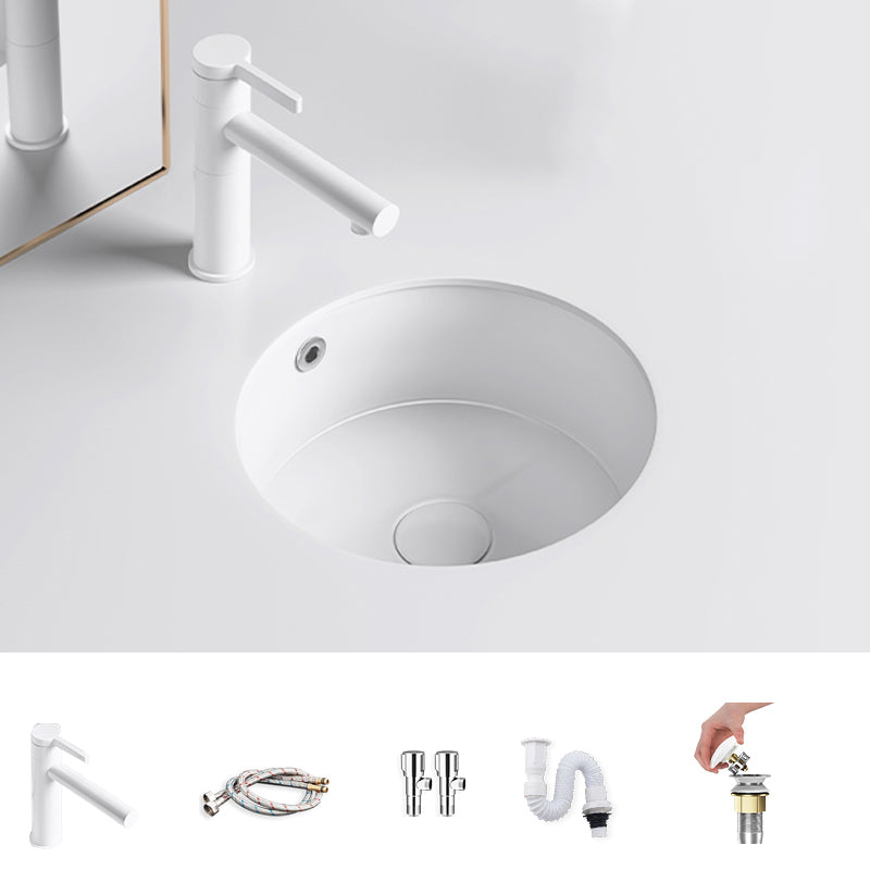 Modern Undermount Bathroom Sink Square Porcelain with Drain Assembly Vessel