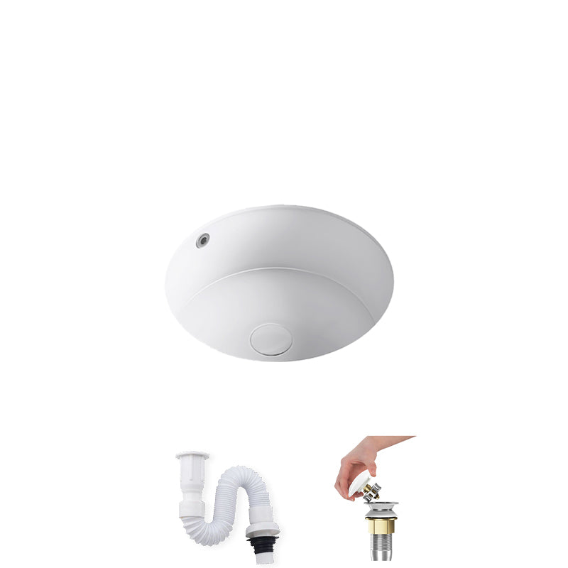 Modern Undermount Bathroom Sink Square Porcelain with Drain Assembly Vessel