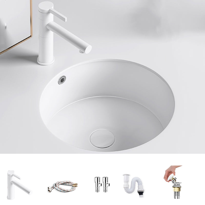 Modern Undermount Bathroom Sink Square Porcelain with Drain Assembly Vessel