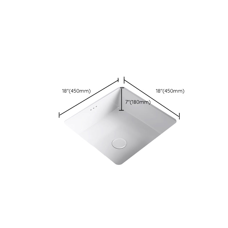 Modern Undermount Bathroom Sink Square Porcelain with Drain Assembly Vessel