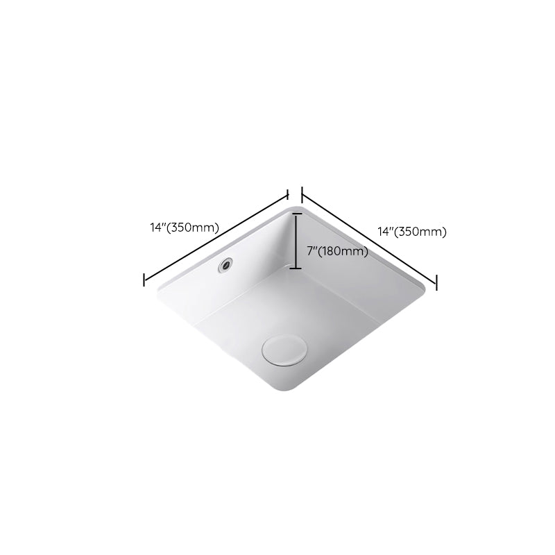 Modern Undermount Bathroom Sink Square Porcelain with Drain Assembly Vessel