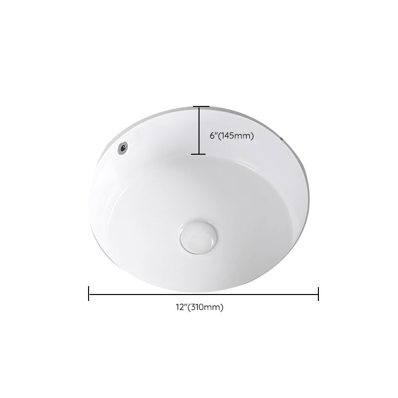 Modern Vessel Lavatory Sink Round Porcelain with Overflow Undermount Bathroom Sink