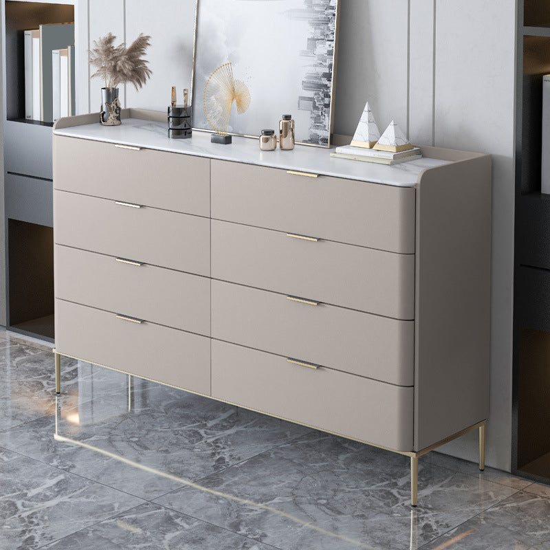 Classic Glam Double Dresser Stone Horizontal Storage Chest for Bedroom