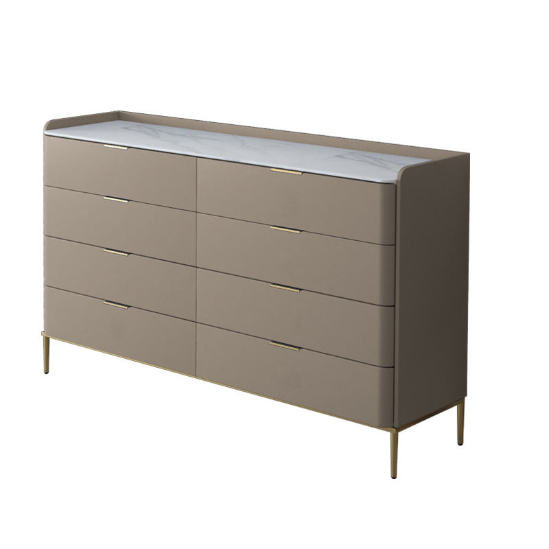 Classic Glam Double Dresser Stone Horizontal Storage Chest for Bedroom