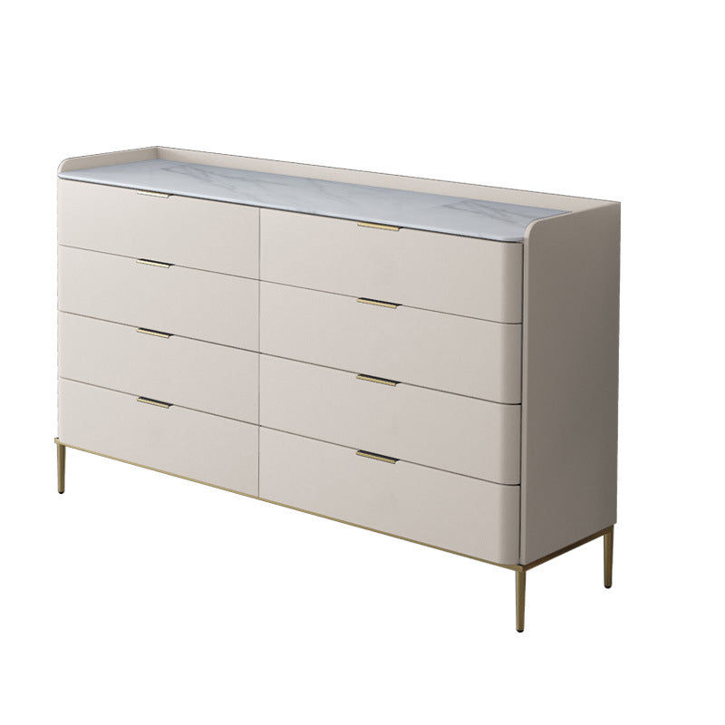 Classic Glam Double Dresser Stone Horizontal Storage Chest for Bedroom