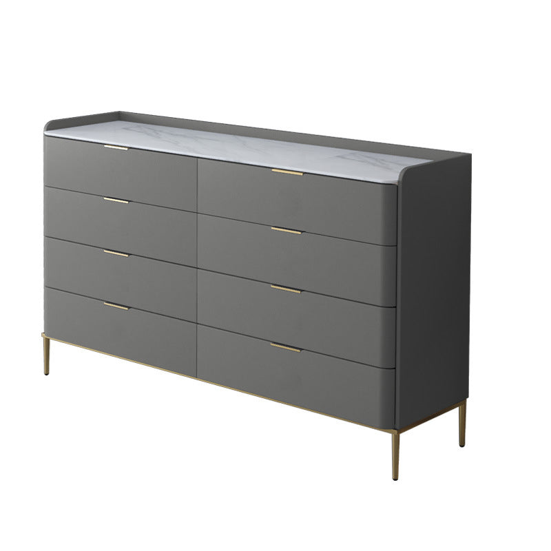 Classic Glam Double Dresser Stone Horizontal Storage Chest for Bedroom